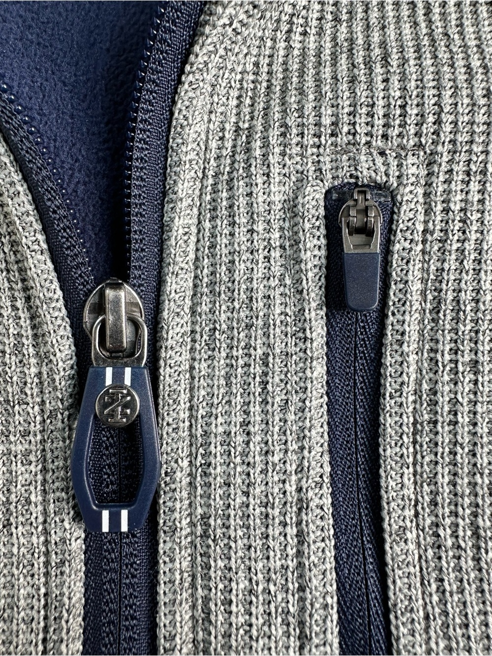 IZOD Advantage Performance Sweater Fleece Full Zip Jacket Gray Navy Men's M - Picture 5 of 13